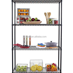 Black Epoxy 4 Tiers Adjustable Cold room Shelving , Heavy Duty Metal Storage Shelf , NSF Approval