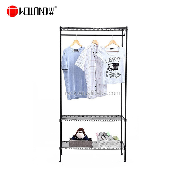 Steel Adjustable Freestanding Single Bar Garment Wardrobe Rack For Hanging Clothes