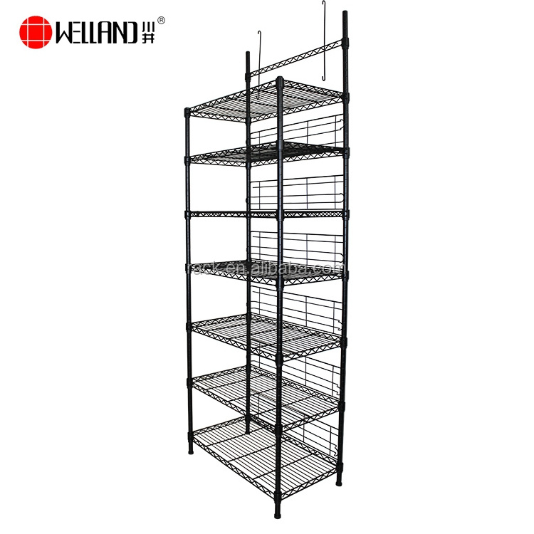 7 Tier Store Portable Retail chocolate Display Wire Shelf Rack With Wheel