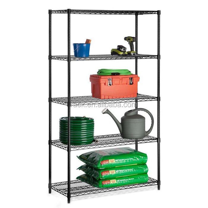 adjustable metal industry office 5 layer stand wire storage shelf rack organizer with wheels