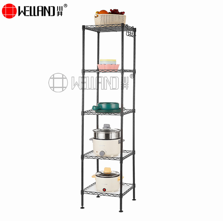 New Product Easy Assemble 5 Tier Square Wire Shelf  Metal Kitchen Rack