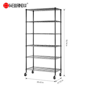 Home Premium 4 Tier Storage Shelf,Adjustable Rolling Garage Wire Shelving Rack