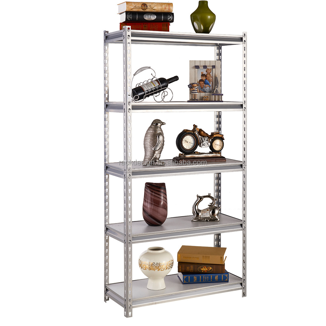 Customated Black and White Light Duty Stacking Racks System Boltless Metal Shelving Units