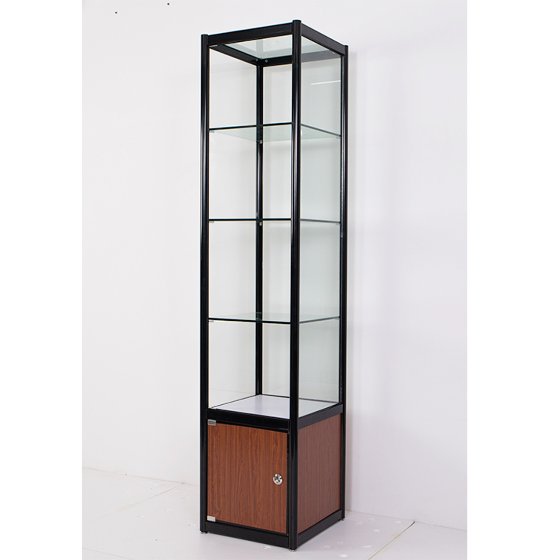 Large Capacity Wine Glass Cabinet Tall Aluminum Frame Show Case for Exhibition Lockable Showcases Glass Display for Jewelry