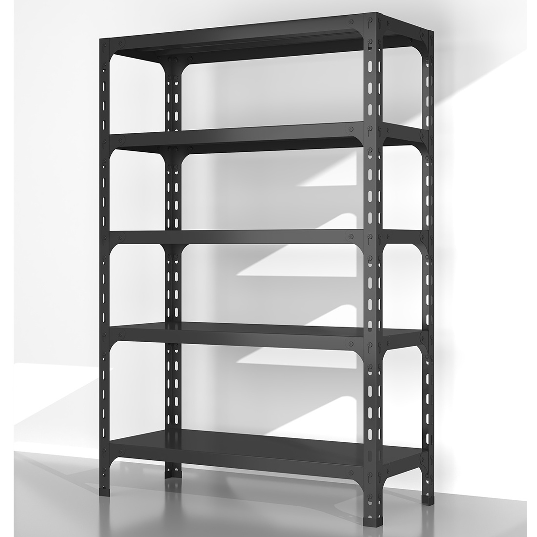 Black Storage Steel Rack Shelves Home Kitchen Boltless 5 Layer Steel Shelving Racks Metal Rack Angle Steel Shelf