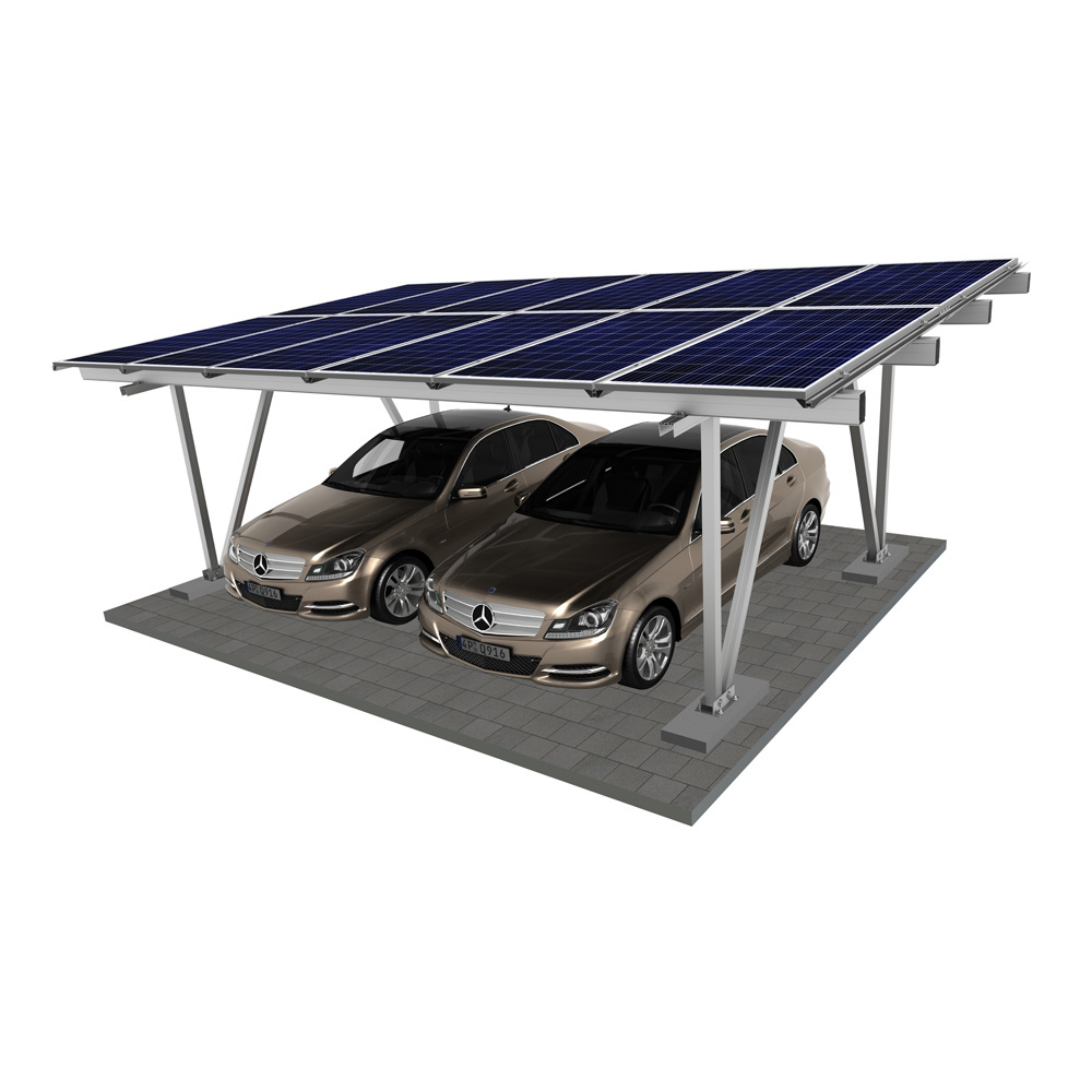 2 car parking structure 5kw waterproof aluminum solar carport mounting system