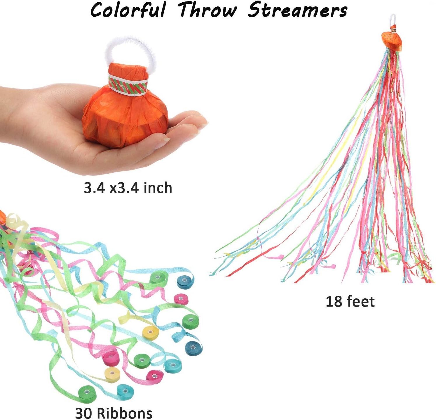 Throw Streamers, Colorful Hand Held Party Streamers Throw Confetti Pop Out Streamers for Birthday Weddings Events Celebration