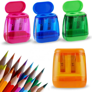 Plastic Dual Holes Handheld pencil sharpener for Adults Students School Class Home Office