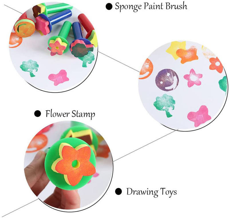 Hot Selling Mini Sponge Foam Painting Stamp DIY Drawing Toys for Children Early Learning