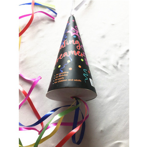 Halloween birthday wedding party pull pop confetti poppers hand throwing colorful floating streamer