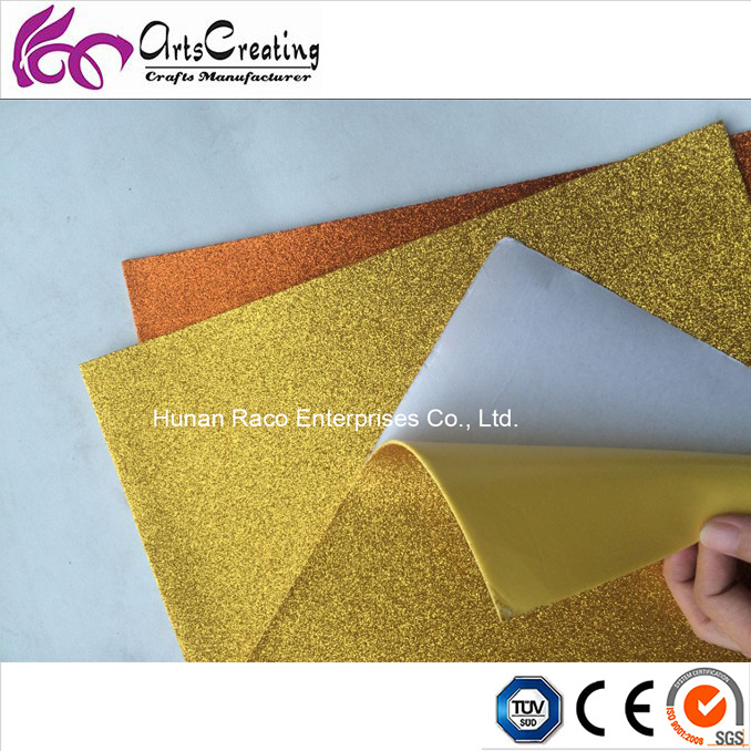 Wholesale High Quality Self-adhesive Glitter EVA foam sheet 1.3mm1.5mm 1.8mm 2.0mm Custom Foam sheet glitter foam with sticker