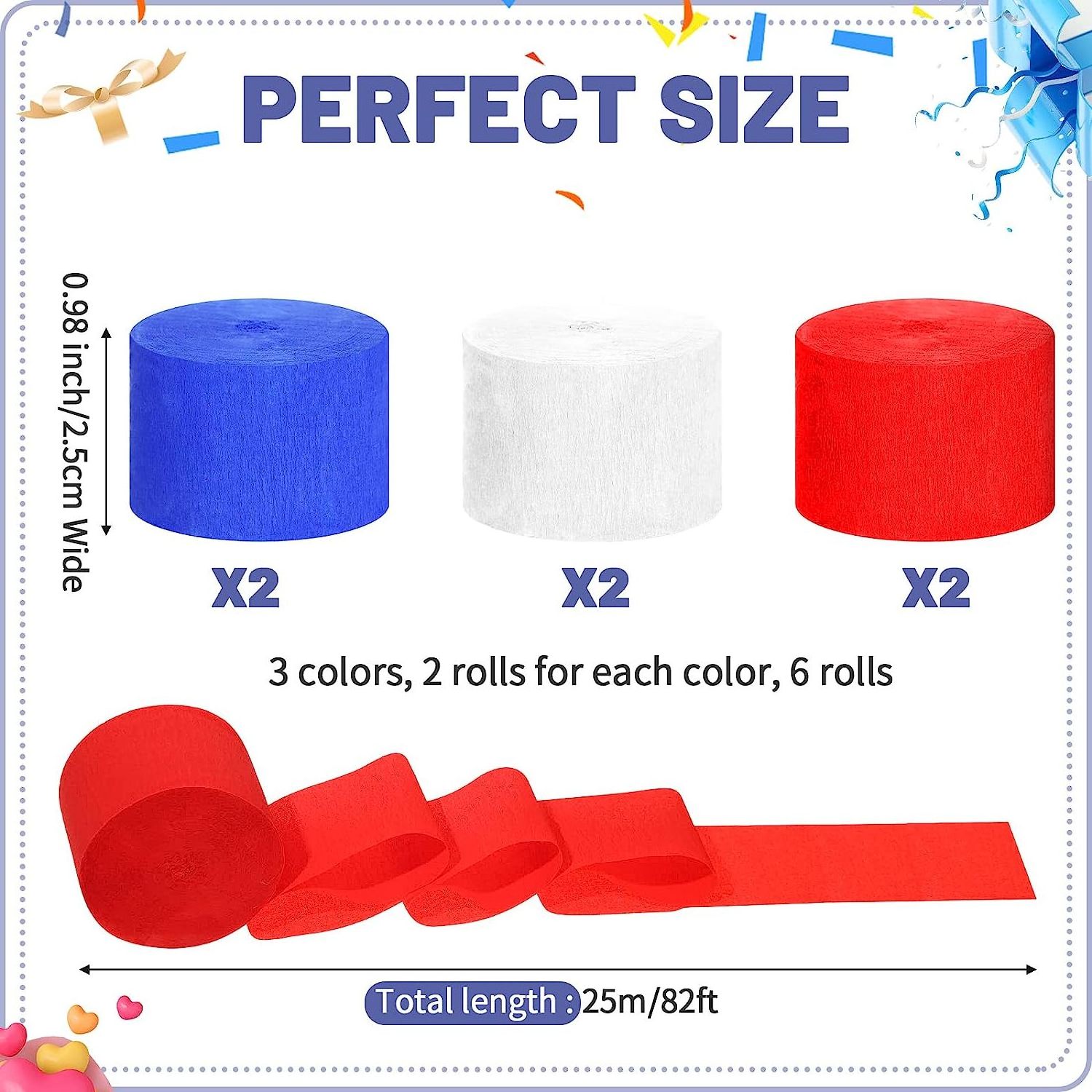 Crepe Paper Streamers Party Streamers Backdrop Red Blue White Crepe Paper Rolls American 4th of July Crafts Birthday