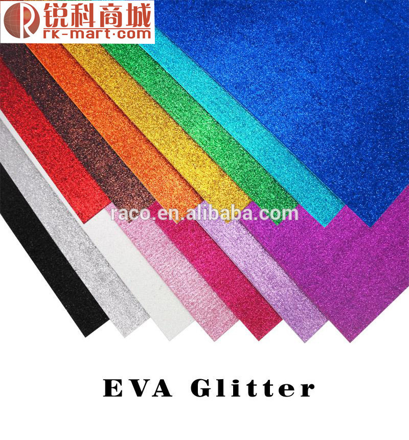 Wholesale High Quality Self-adhesive Glitter EVA foam sheet 1.3mm1.5mm 1.8mm 2.0mm Custom Foam sheet glitter foam with sticker