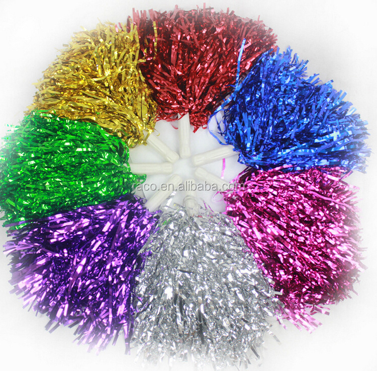 multi colors PET Cheerleading Metallic Pom Poms