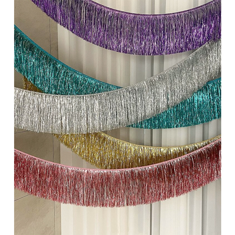 Metallic Foil Fringe Garland Rose Gold Wall Hanging Tinsel Fringe Banners for Halloween Bridal Shower Wedding Birthday