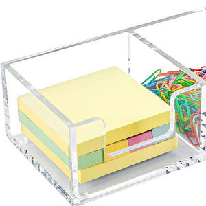 Sticky Note Holder Clear Acrylic Memo Holder for Desk Organization Office Home Post Pop Note Dispenser