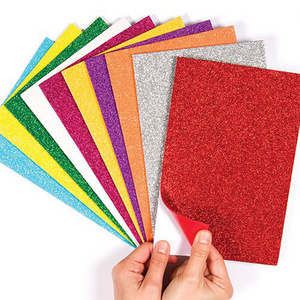 Wholesale High Quality Self-adhesive Glitter EVA foam sheet 1.3mm1.5mm 1.8mm 2.0mm Custom Foam sheet glitter foam with sticker