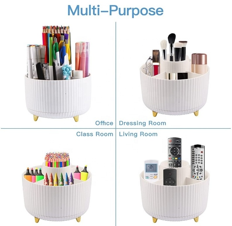 Cute 360 Degree Rotating Desk Organizers Pencil Holder with 5 Slots for Office School Home Supply