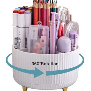 Cute 360 Degree Rotating Desk Organizers Pencil Holder with 5 Slots for Office School Home Supply