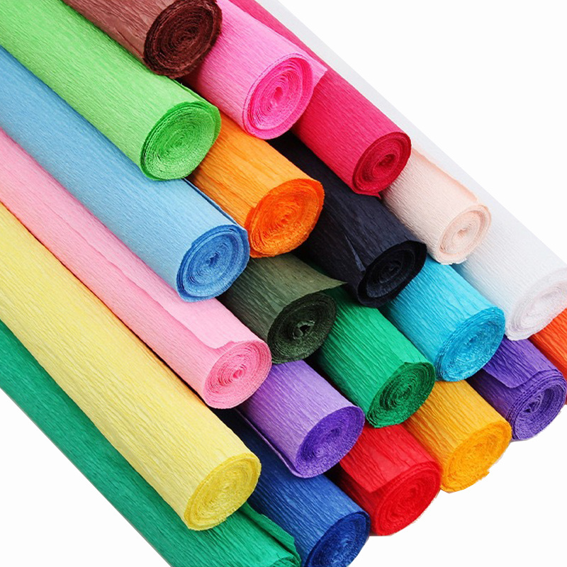 Hot-selling Colored Crepe Paper Roll Paper Craft Origami Crinkled Crepe Wood Pulp Specialty Paper