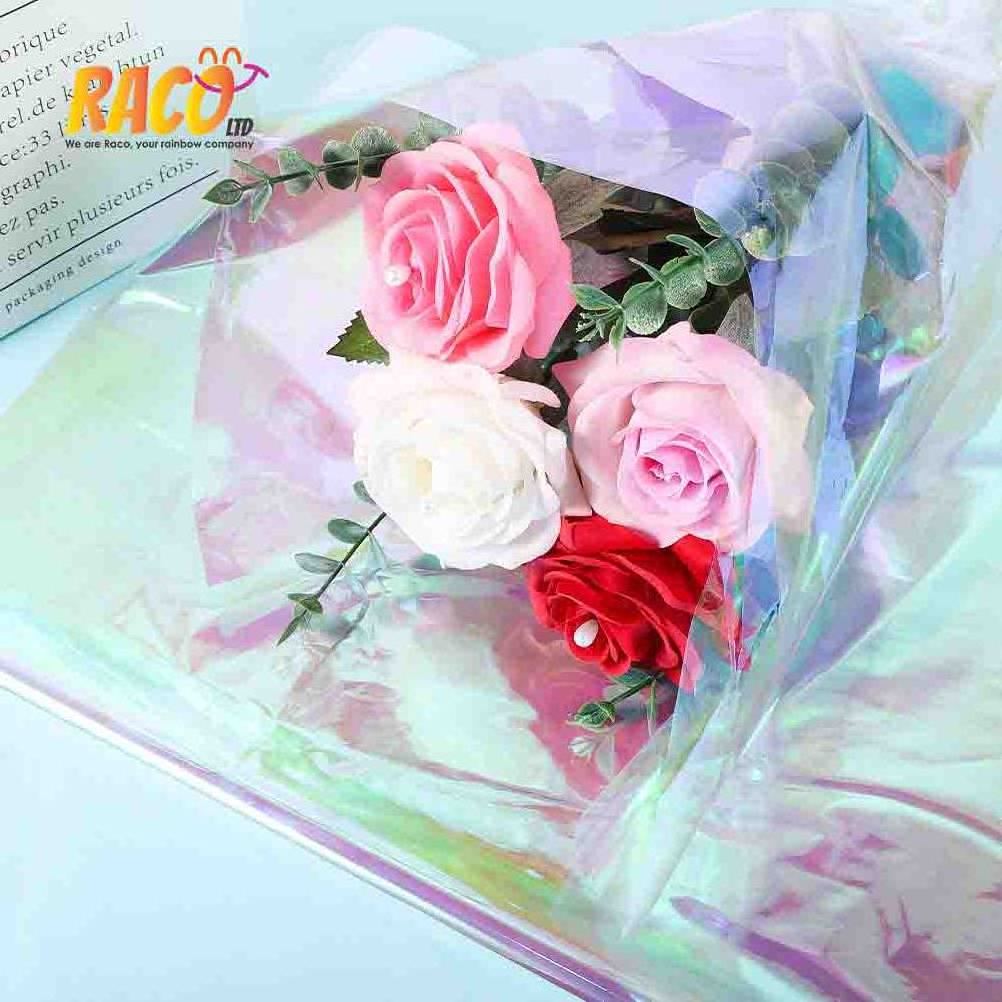 Florist Supplies Cellophane Wrap Paper Iridescent Rainbow Film Paper for Basket Filling DIY Gift Wrapping Decoration Supplies