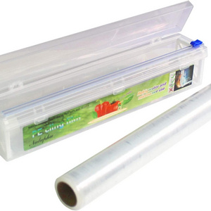 Refillable Plastic Wrap Dispenser with Slider Cutter Food Wrap Stretch Clear Cling Wrap