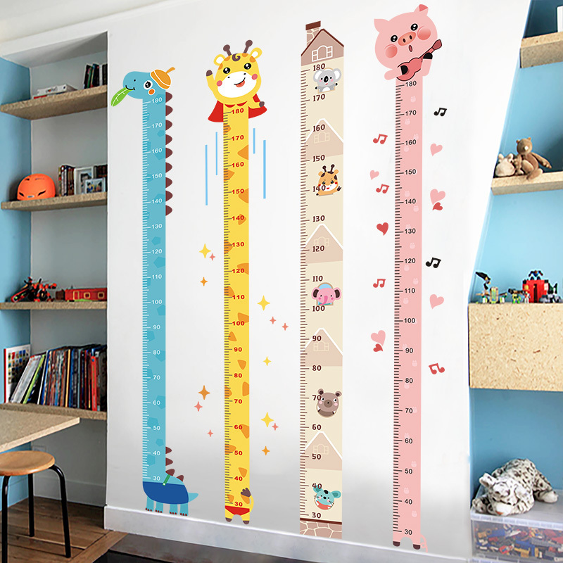 Modern 3D Self-Adhesive Wallpaper Children's Room Height Wall Stickers Removable Baby Kids' Cartoon Measures Tap Decorative Wall