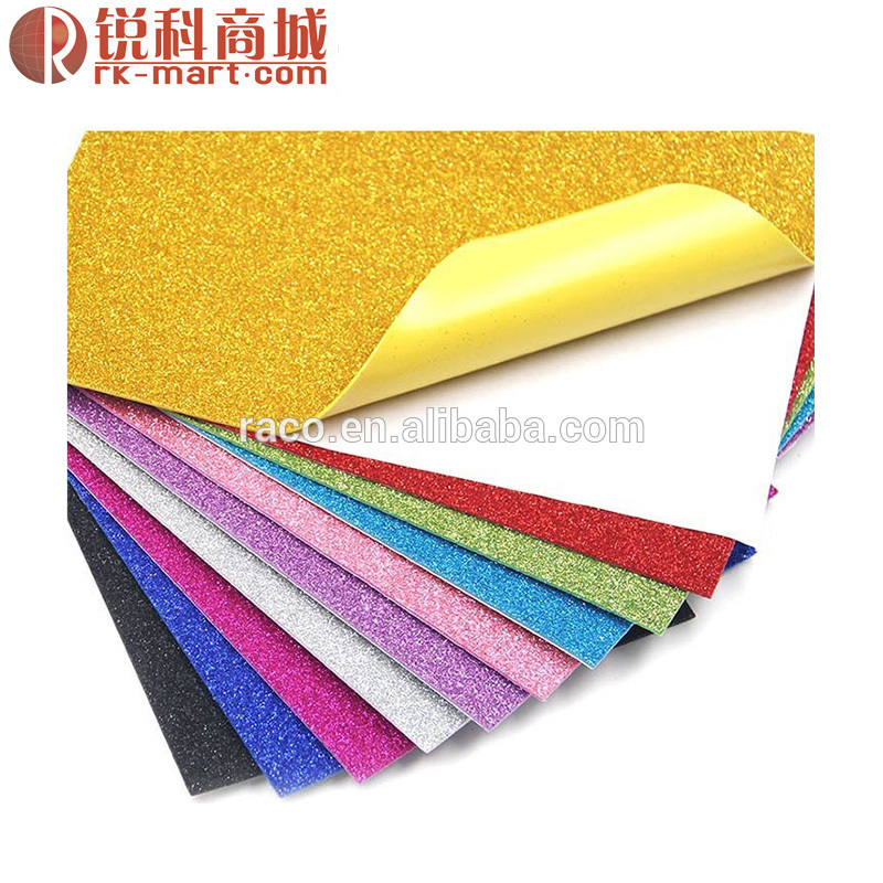 Wholesale High Quality Self-adhesive Glitter EVA foam sheet 1.3mm1.5mm 1.8mm 2.0mm Custom Foam sheet glitter foam with sticker