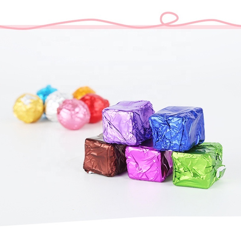 Hot Sale Square Food Grade Colorful Chocolate Wrappers/Christmas Aluminium Foil Wraps Paper For Candies Chocolate