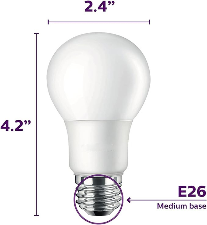 LED Light Bulb Daylight White 5000K, A19 E26 Standard Medium Base Non-Dimmable Screw Bulbs for Home Bedroom Office Lamp