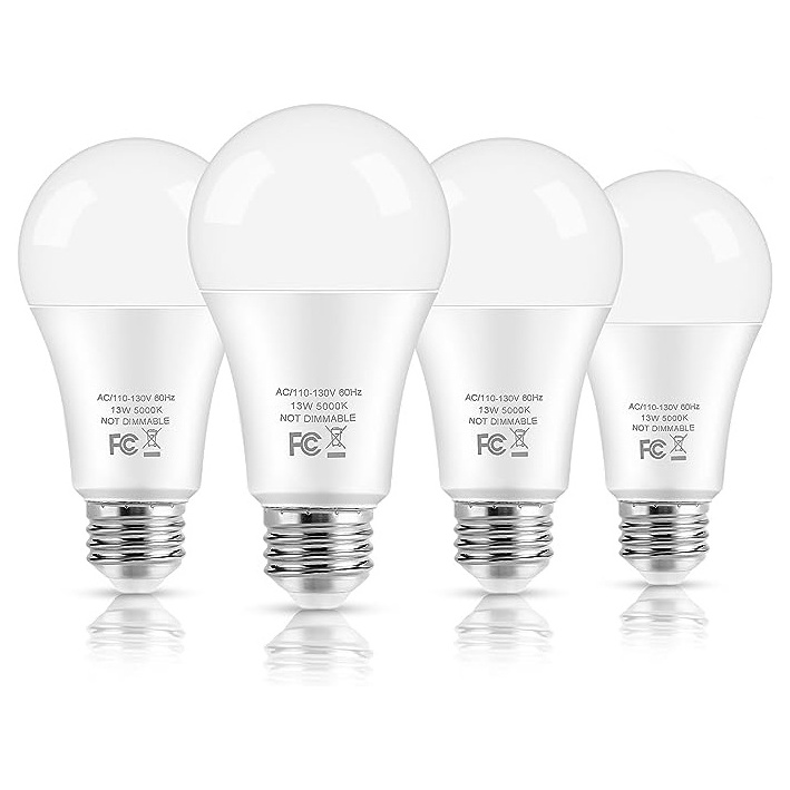 LED Light Bulb Daylight White 5000K, A19 E26 Standard Medium Base Non-Dimmable Screw Bulbs for Home Bedroom Office Lamp