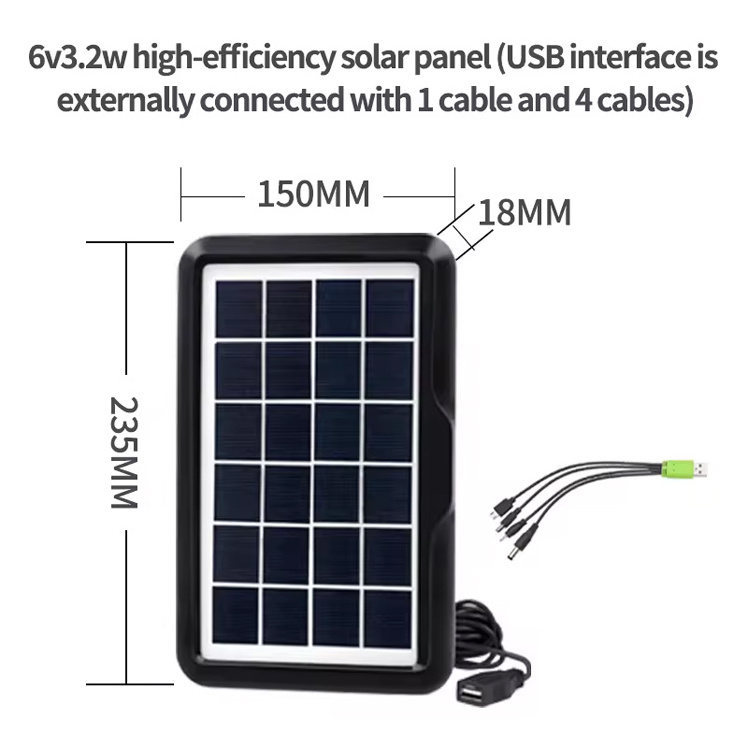 Mini Solar Panel Waterproof 5V 6V 1.5W 3.8W Camping Mobile Phone Charging 18V Fast Charging 12W 18V Solar Panel USB Cable