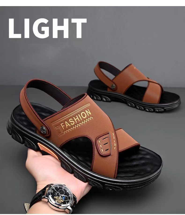 2023 new design fashion men sandals open summer shoes genuine leather arabic sandals beach sandals for men outdoor flat shoes