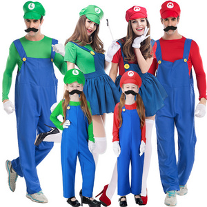 Wholesale group costumes women men kids family cosplay cartoon Mario and Luigi Costumes Kids Mario Bros/Brothers