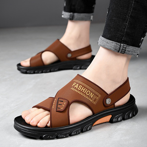 2023 new design fashion men sandals open summer shoes genuine leather arabic sandals beach sandals for men outdoor flat shoes