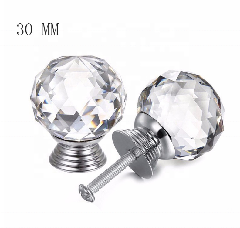 Classic Diamond Crystal Glass Door Drawer bedroom furniture handle knobs