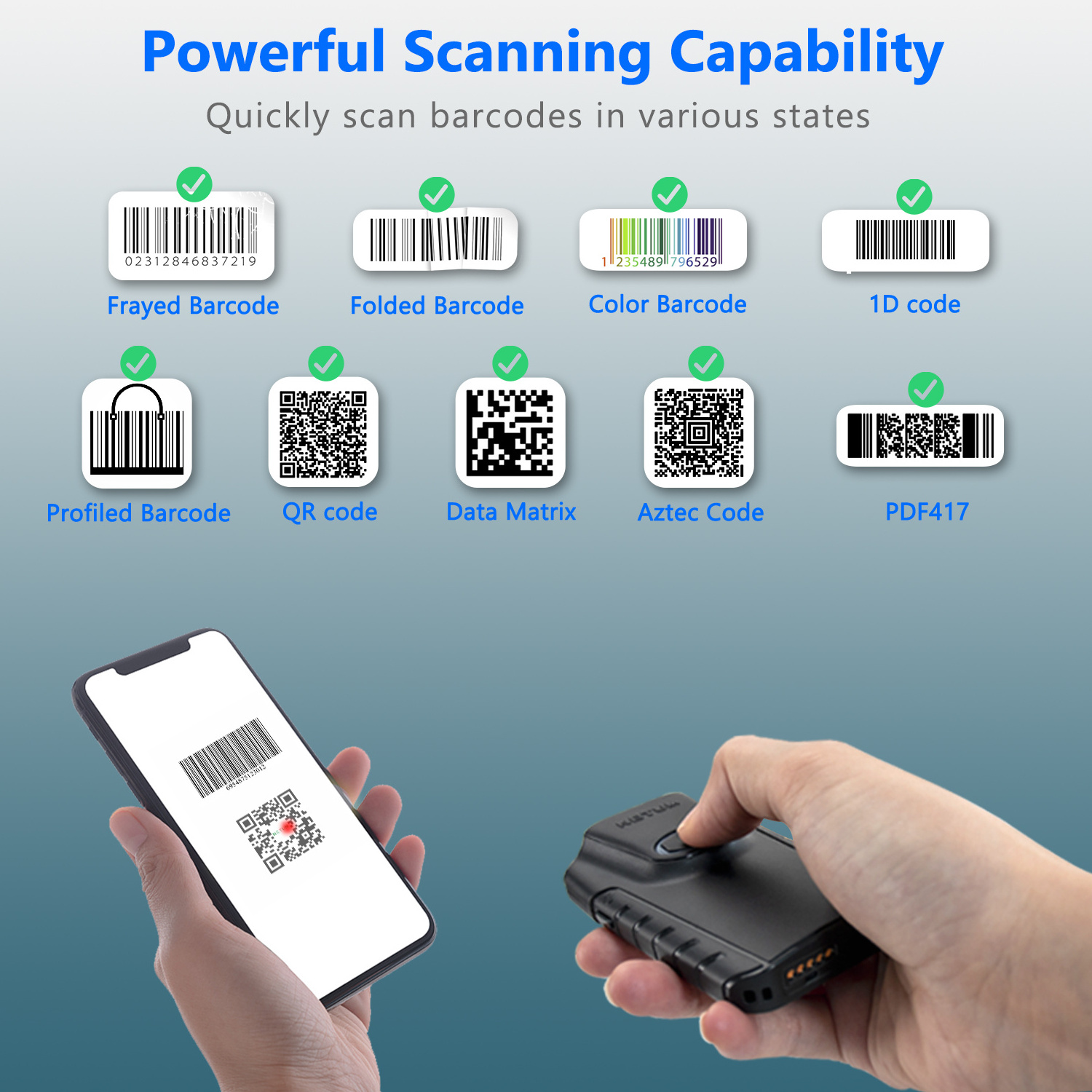 NETUM RADALL Portable 2D Back Clip Bluetooth Barcode Scanner Support Android Mobile Phone QR Wireless Handheld Reader