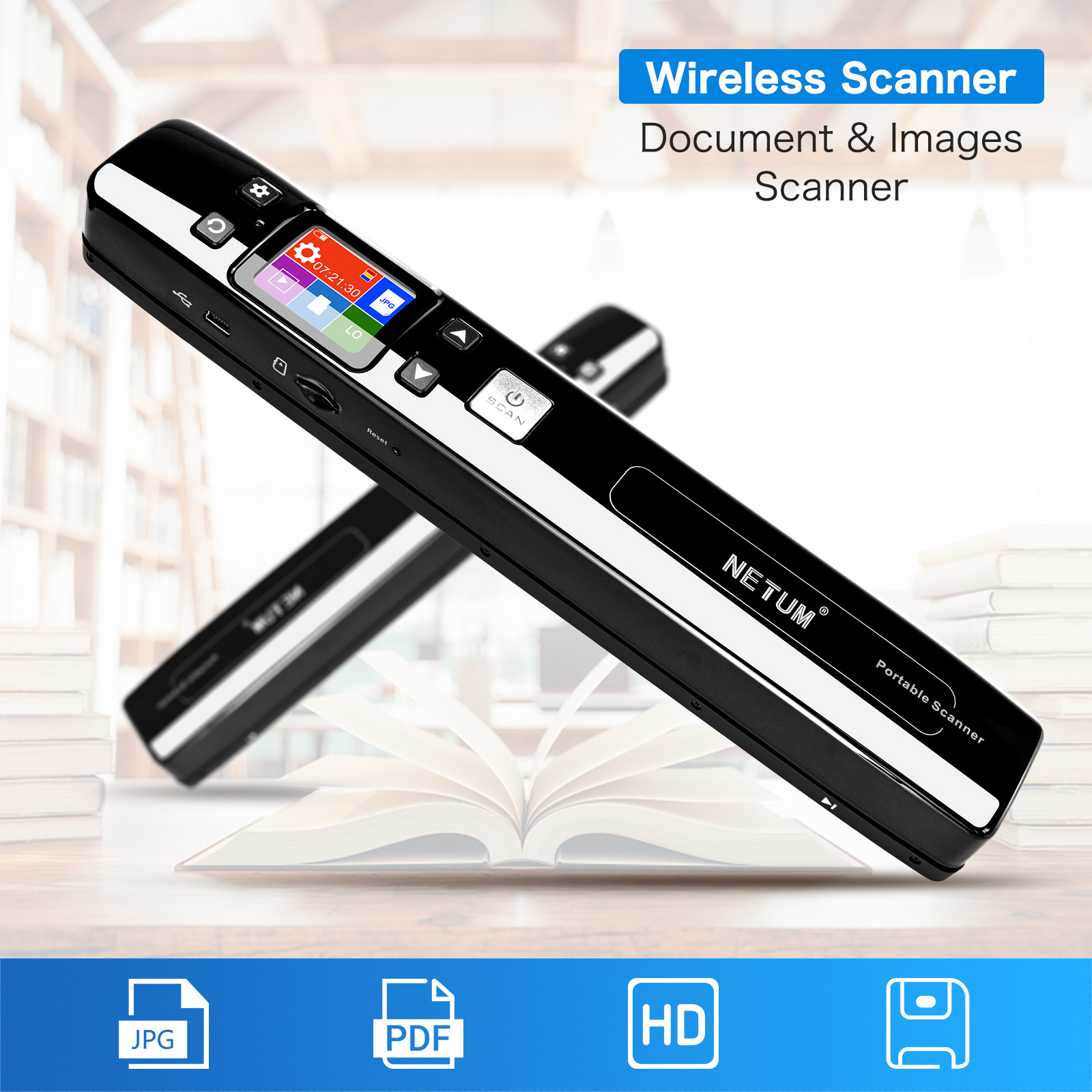 Portable A4 Book Scanner Document Camera Reader High Speed Text Scanner Pen Document Scanner