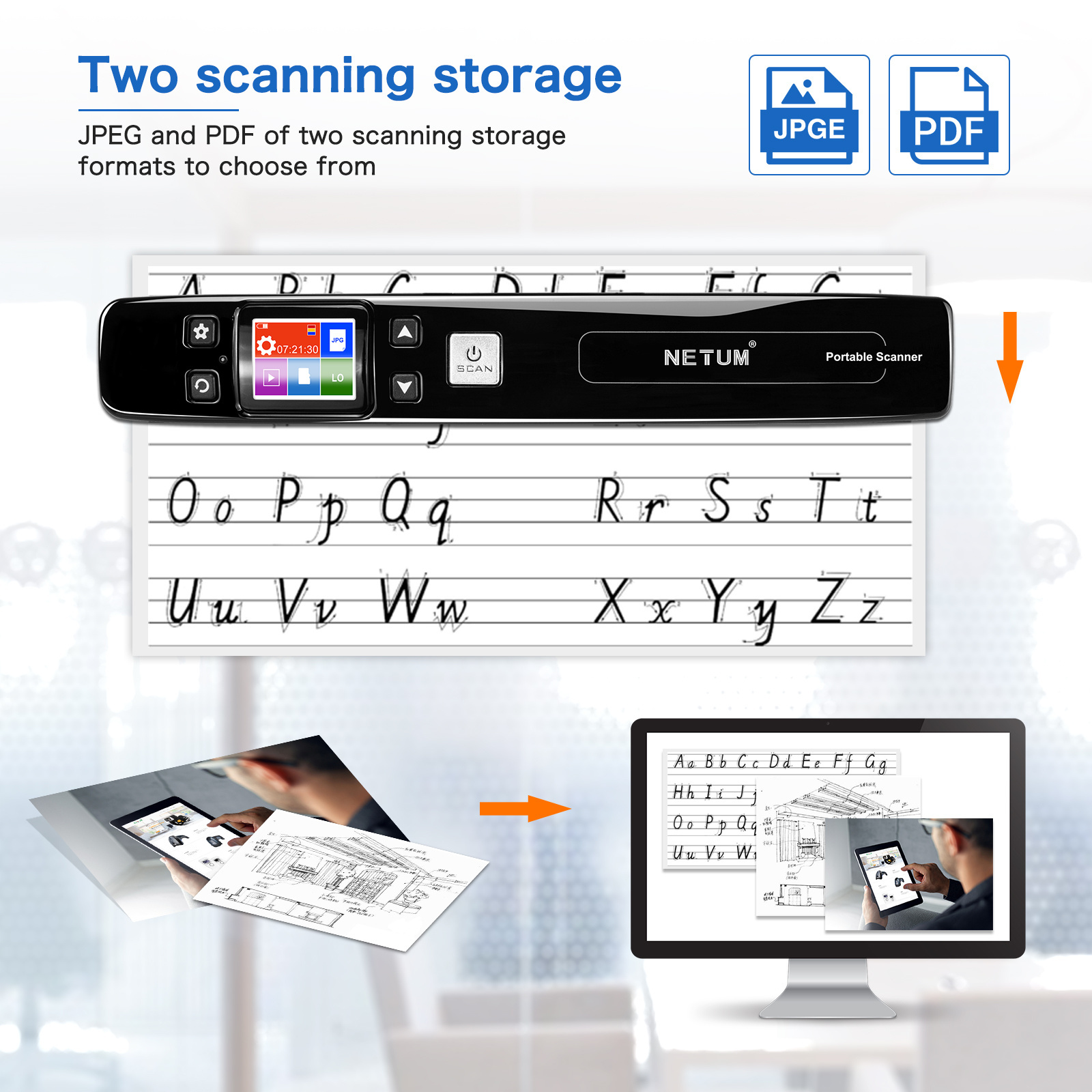 Portable A4 Book Scanner Document Camera Reader High Speed Text Scanner Pen Document Scanner