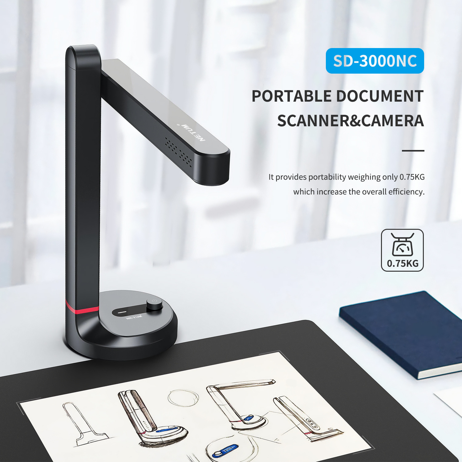 16MP Portable A3 A4 Computer Scanner Business Card Hand Scanner Supports OCR PDF WORD EXCEL TXT CSV Document Scanner