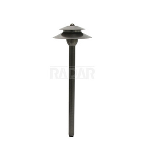 8.3 inch double layer hat brass Path Light fixture  with 24 inch brass post and ABS stake for garden path way lighting