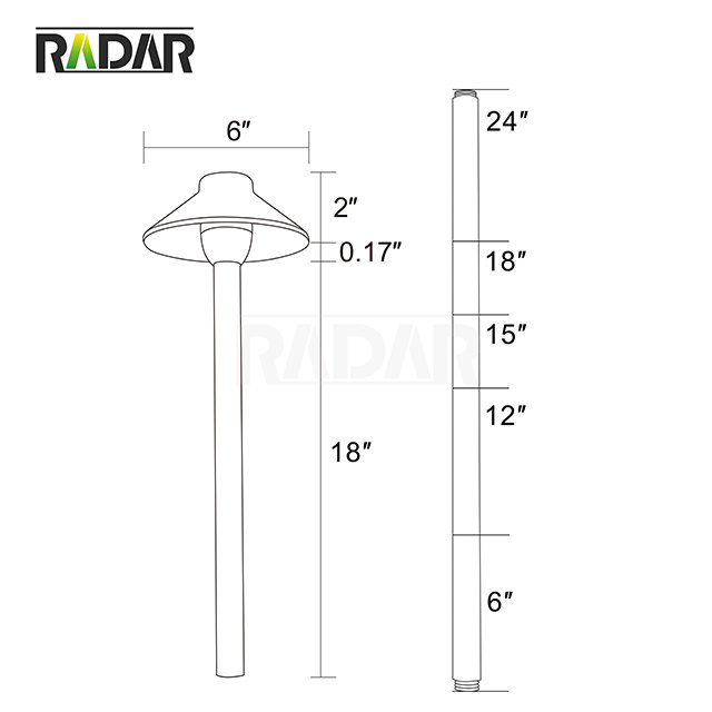 RPL-8901 pathway light pole replaceable low voltage of landscape lawn lighting brass material ground stake installation