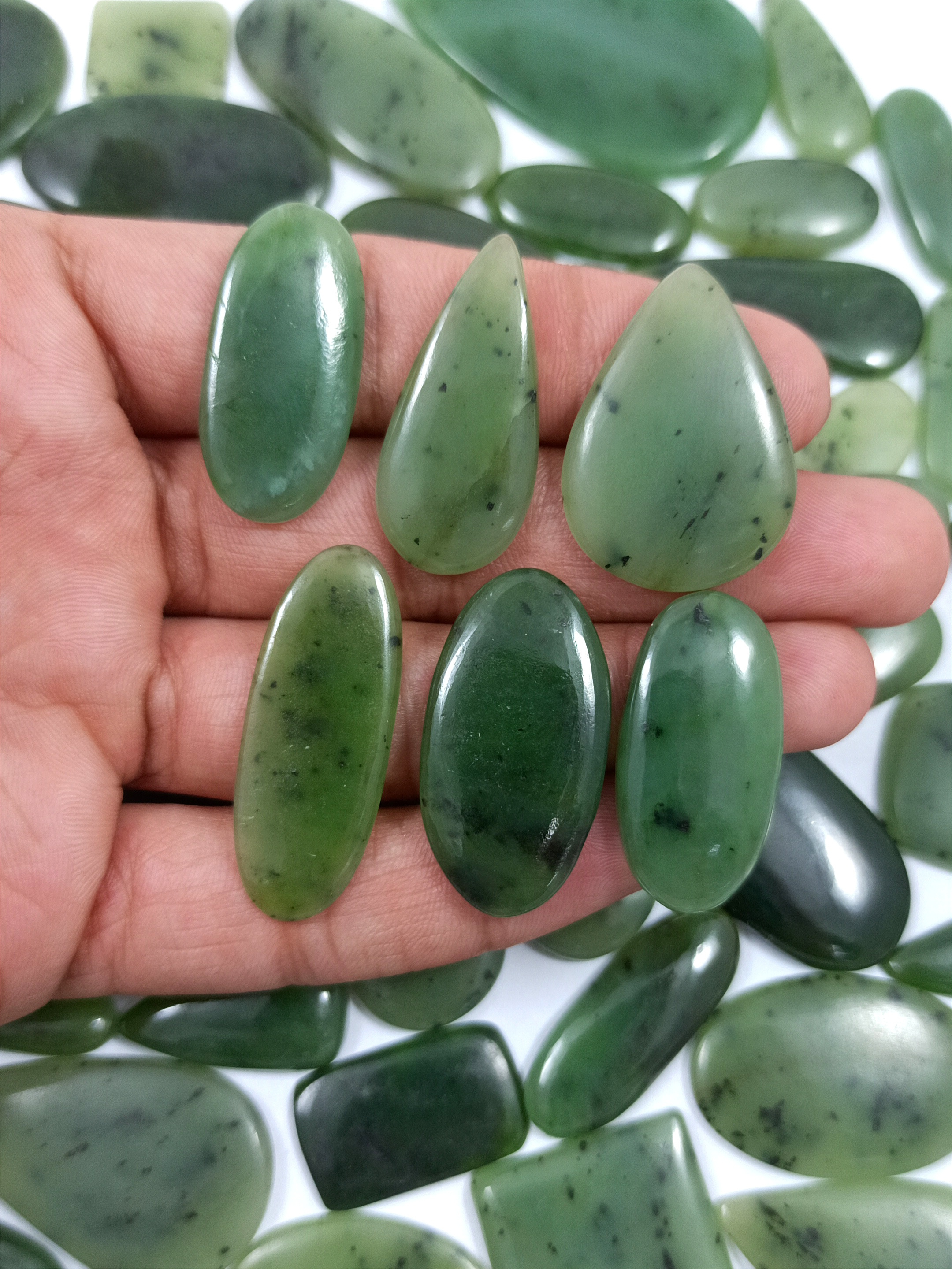 Natural Nephrite Jade Cabochon Lot Nephrite Jade Loose Gemstone Lot Mix Shape and Size For Jewelry Making Uses