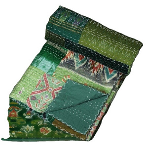 Kantha Silk Khambadiya Patchwork Bedspread Quilts Bedding Bedspread Throw Blanket King Size Gudhari, Sofa Throw Blanket, Kantha