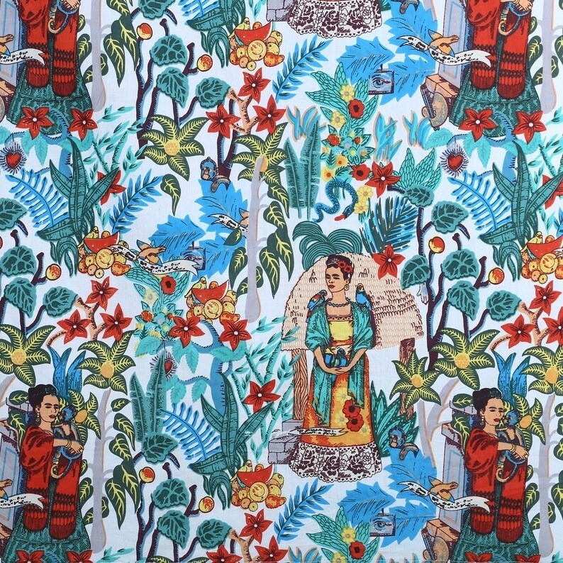 Frida Kahlo 44 inches width 100% Cotton Cambric Fabric 100% Cotton Fabric India  color Fabric