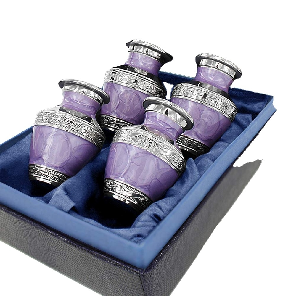 Design Mini Cremations Urns Storage Keepsake Urns Finishing Design Funeral Urns purple brighter nickel Home Decor