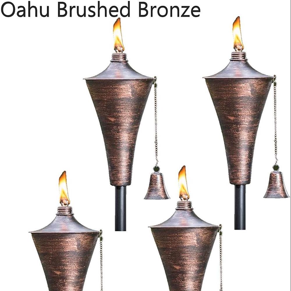 Outdoor Tiki Style Torch - Fashionable Garden Oil Lamp Includes Matching Snuffer  54 inch Metal Pole