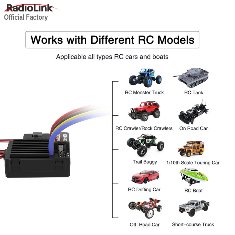 Radiolink Factory Waterproof Brushed ESC COOL 9030 90A Speed Controller with 5.5V/3A 7.5V/3A BEC Electronic Speed Controller