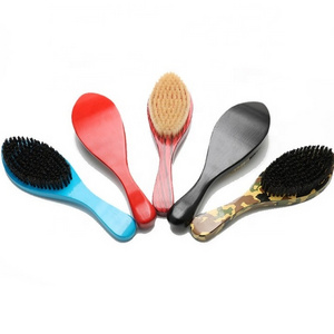 Engrave logo wooden boar bristle hair brush 360 wave soft medium hard mens wave brush