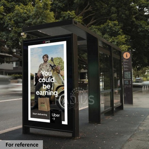 Stainless Steel Advertising Bus Stop Shelter with LED Display